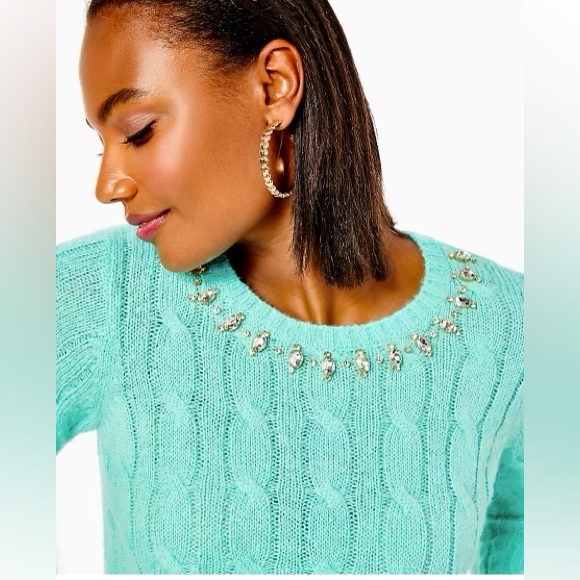 LILLY PULITZER Crystal Embellished LS Full Fashion Knit DARIO PULLOVER SWEATER - Picture 3 of 11